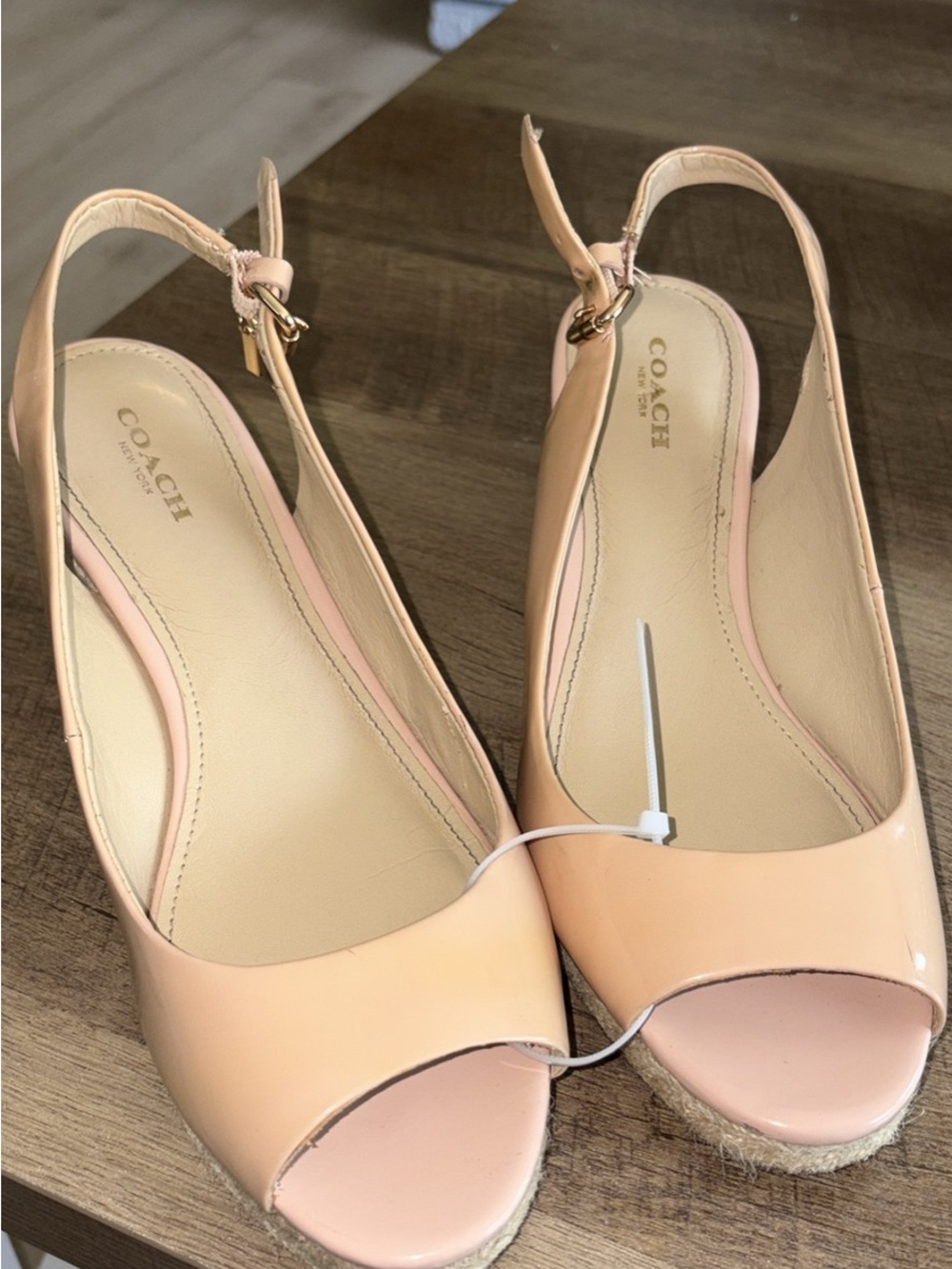 Coach Blush Patent Leather Slingback Peep-Toe Sandals - Picture 3 of 6